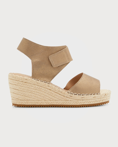 Eileen Fisher Weslia Metallic Wedge Espadrille Sandals In Platinum