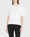 Saint Laurent Basic White T-shirt With Miiddle Logo Print In Cotton Woman In White
