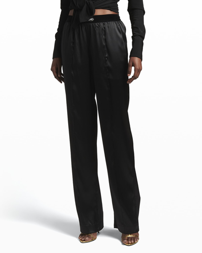 Tom Ford Logo-banded Silk Pj Pants In Black