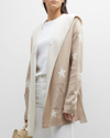 Splendid Sydney Reversible Hooded Cardigan In Latte Stars