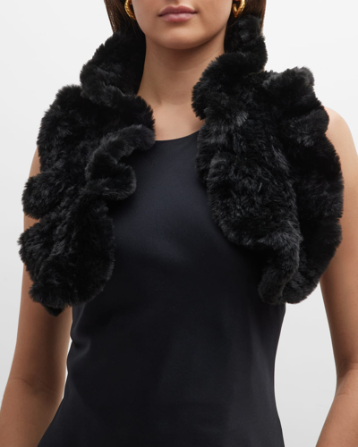 Jocelyn Ruffle Faux-fur Pull-through Scarf In Black