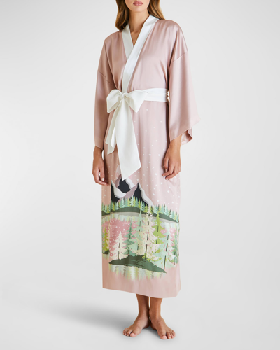 Olivia Von Halle Queenie Lyra Landscape-print Silk Robe