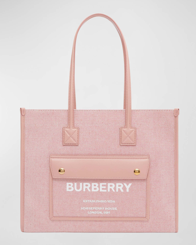 Burberry Freya Small Horseferry-print Canvas Tote Bag In Brght Red