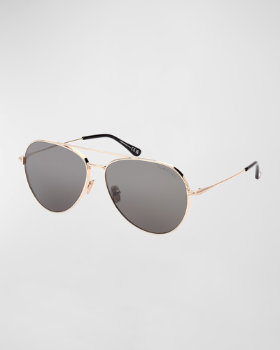 Tom Ford Dashel Metal Aviator Sunglasses In Shiny Rose Gold