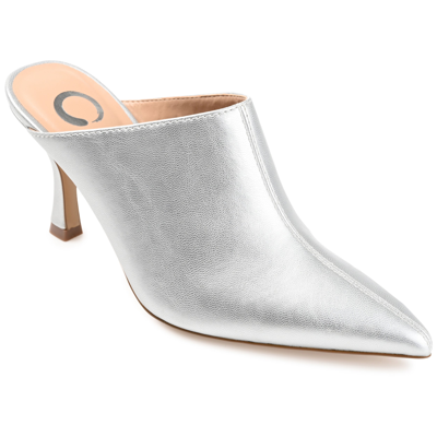 Journee Collection Shiyza Faux Leather Mule Pump In Silver