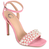 Journee Collection Women's Romey Pearl Embellished Stilleto Dress Sandals In Pink