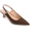 Journee Collection Women's Paulina Kitten Heel Slingback Pumps In Brown Patent