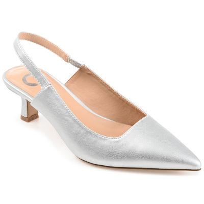 Journee Collection Women's Paulina Pointed Toe Slingback Pumps In Silver