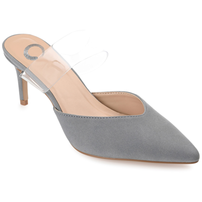 Journee Collection Women's Ollie Lucite Strap Heels Women's Shoes In Slate