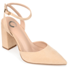 Journee Collection Women's Tyyra Ankle Strap Pointed Toe Block Heel Pumps In Beige