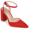 Journee Collection Women's Tyyra Ankle Strap Pointed Toe Block Heel Pumps In Red