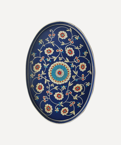 Les Ottomans Ikat Hand-painted Iron Tray In Multicolor