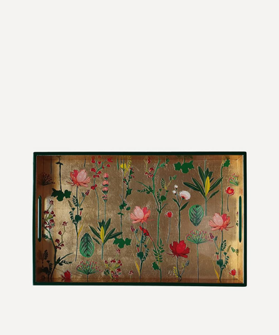 Les Ottomans Gold Lacquered Floral Tray