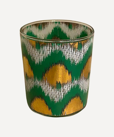 Les Ottomans Ikat Gold Glasses Set Of Four In Green