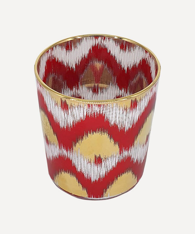 Les Ottomans Ikat Gold Glasses Set Of Four In Red