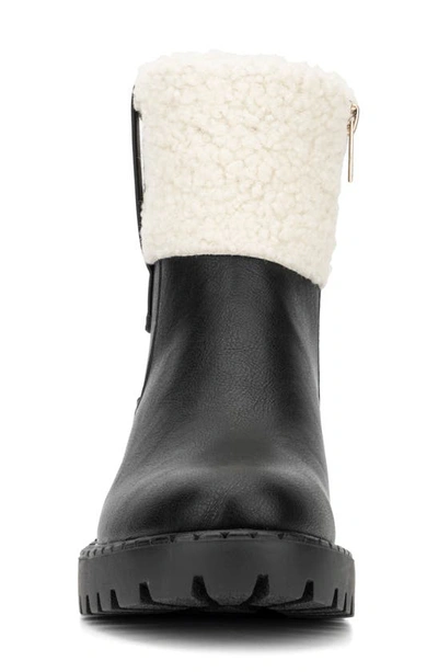New York And Company Nelli Faux Shearling Collar Boot In Black