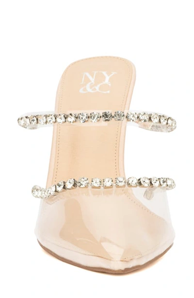 New York And Company Fatima Crystal Embellished Lucite Pump In Nude