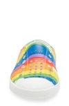 Native Shoes Kids' Jefferson Water Friendly Perforated Slip-on In Rainbow Multi Stripe/ White