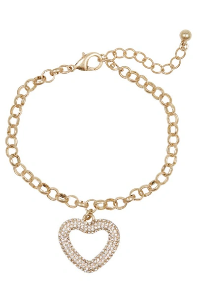 Melrose And Market Pavé Heart Charm Bracelet In Clear- Gold