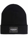 Dondup Logo Patch Beanie In Black