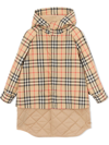 BURBERRY CHECK-PATTERN HOODED COAT