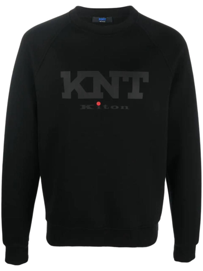 Kiton Logo-print Crewneck Sweatshirt In Black