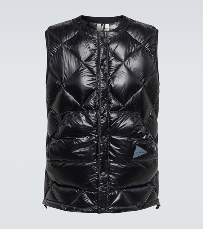 And Wander Diamond Quilted Down Vest In 010 Black