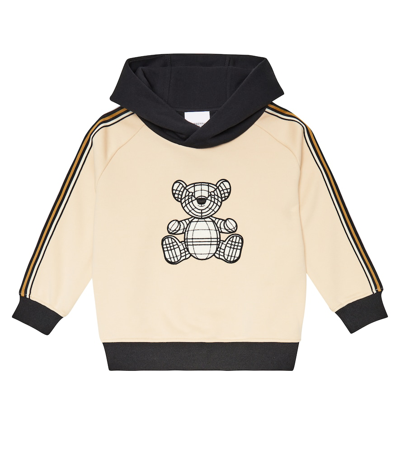 Burberry Kids' Thomas Bear Embroidered Cotton Hoodie In Beige