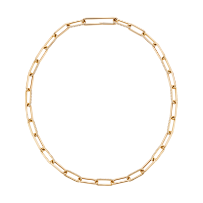 G. Label By Goop Deven Pavé Link Necklace In Yellow Gold,white Diamond
