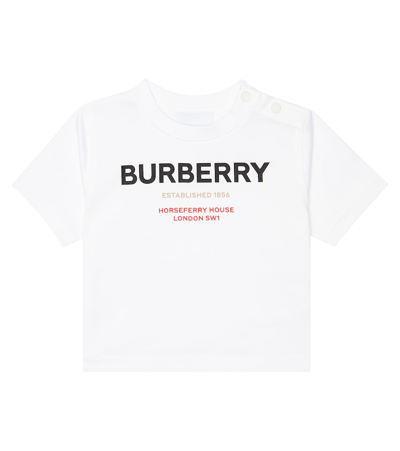 Burberry Babies' Horseferry棉质t恤 In White
