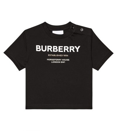 Burberry Baby Horseferry Cotton T-shirt In Black