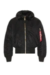 Alpha Industries Hooded Bomber Jacket In Black