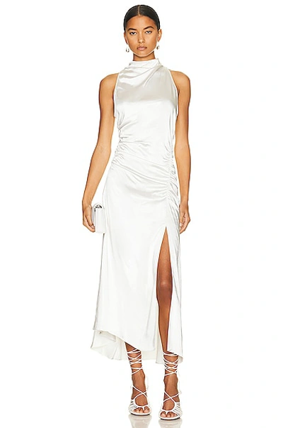 A.l.c Inez Satin Halter Dress In Whisper White
