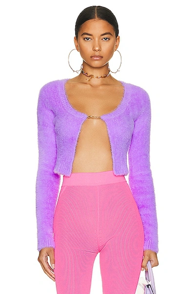 Jacquemus La Maille Neve Manches Longues Cardigan In Purple