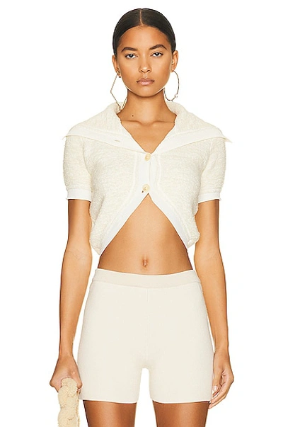 Jacquemus Campana Cropped Button-front Wool Cardigan In Off White
