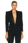 Saint Laurent Silk Collar Blazer In Noir