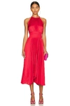 A.l.c Renzo Ii Asymmetric Pleated Midi-dress In Red