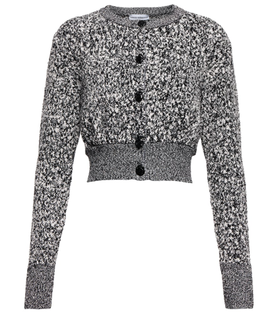 Paco Rabanne Cropped Cotton-blend Knit Cardigan In Grey