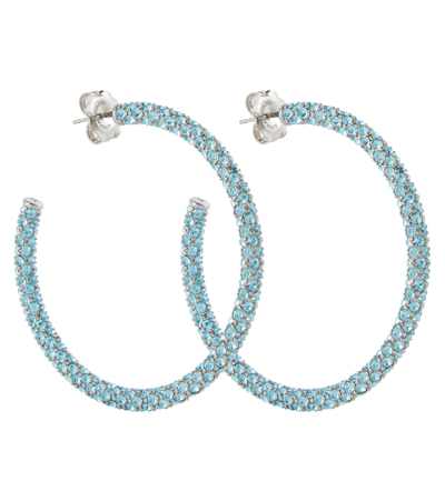 Amina Muaddi Cameron Crystal-embellished Earrings In Aquamarine