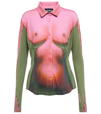 Y/project X Jean Paul Gaultier Body Morph Shirt In Pink/green/orange