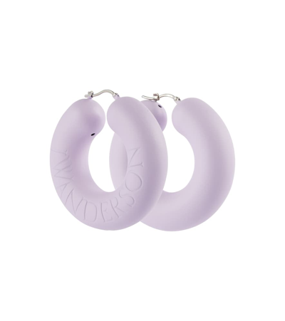 Jw Anderson Bumper-tube Hoop Earrings In Purple