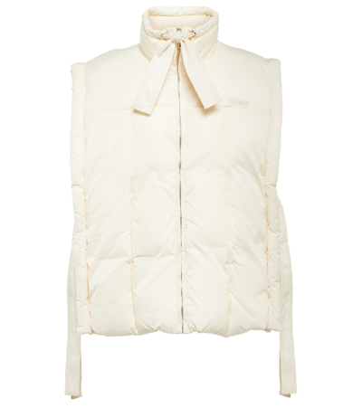 Ganni Tie Appliqued High Neck Oversized Puffer Vest In Neutral