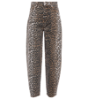 Ganni Stary Leopard-print Barrel-leg Jeans In Leopard