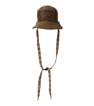 Gucci Reversible Gg & Nylon Bucket Hat In Brown