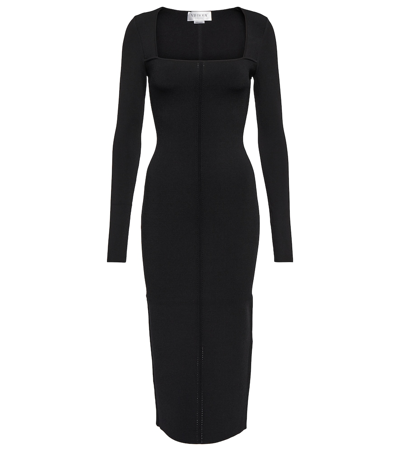 Victoria Beckham Knitted Bodycon Midi Dress In Black