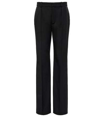 Saint Laurent High-rise Straight Wool Pants In Nero