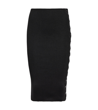 Petar Petrov Finn Ribbed-knit Silk Pencil Skirt In Black