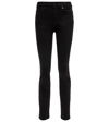 7 For All Mankind Roxanne Mid-rise Skinny Jeans In Rinsed Black
