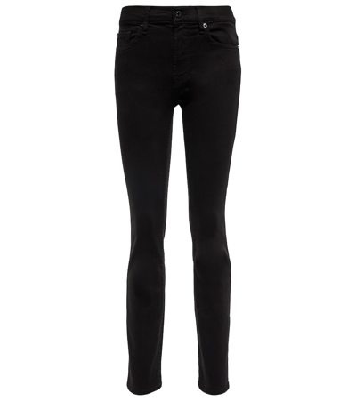 7 For All Mankind Roxanne Mid-rise Skinny Jeans In Rinsed Black