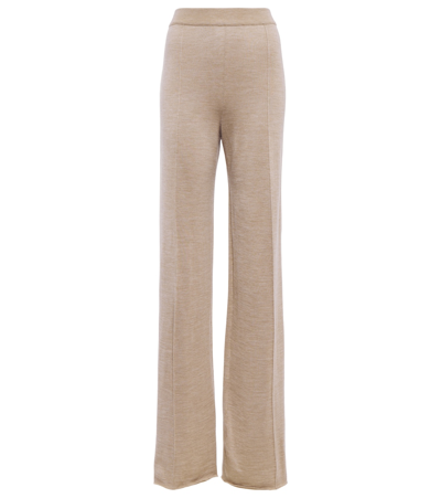 The Row Egle Knitted Wide-leg Pants In Beige Melange Dark Gold